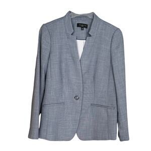 Talbots Blue Tailored Sharkskin One-Button Blazer 10P